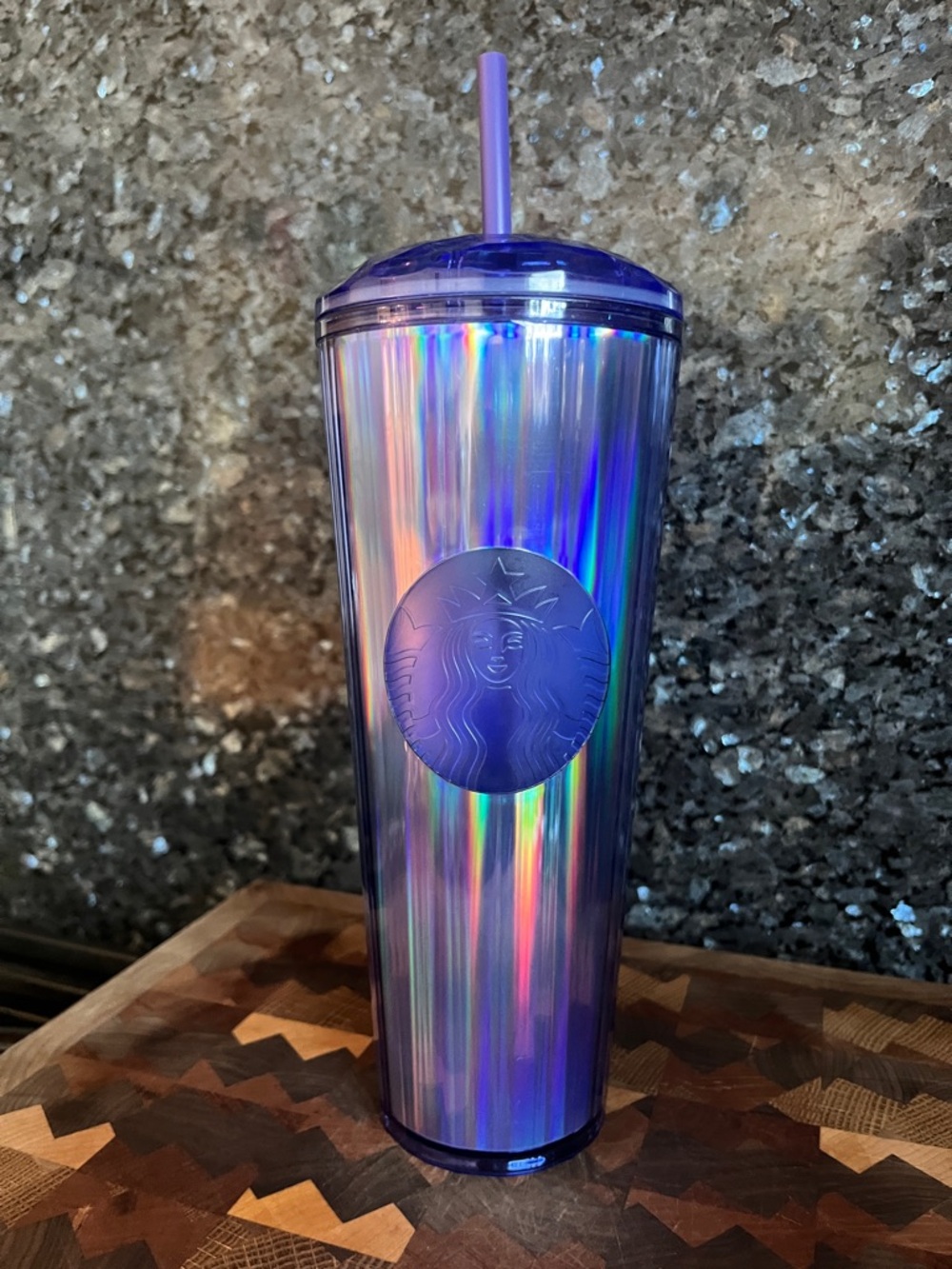 Starbucks Iridescent Blue-Purple Cold Cup Tumbler with Straw
